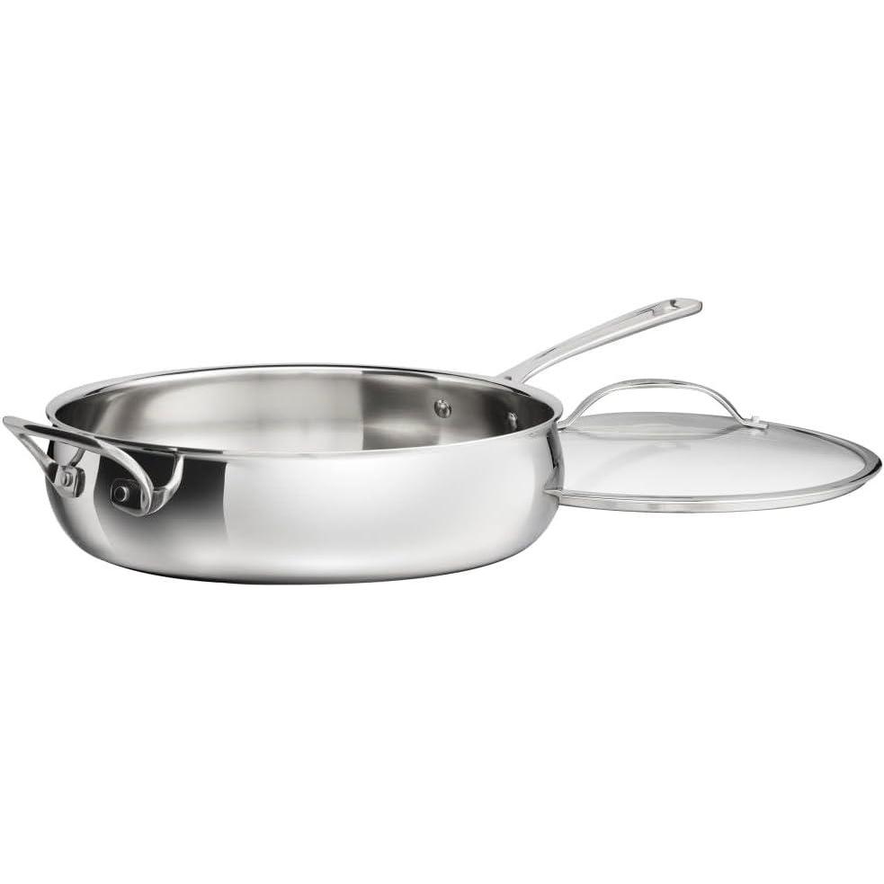 Cuisinart 12-Piece PureClad™ Triple-Ply Stainless Steel Cookware Set, PCT-12(5.5 Quart Saute Pan)