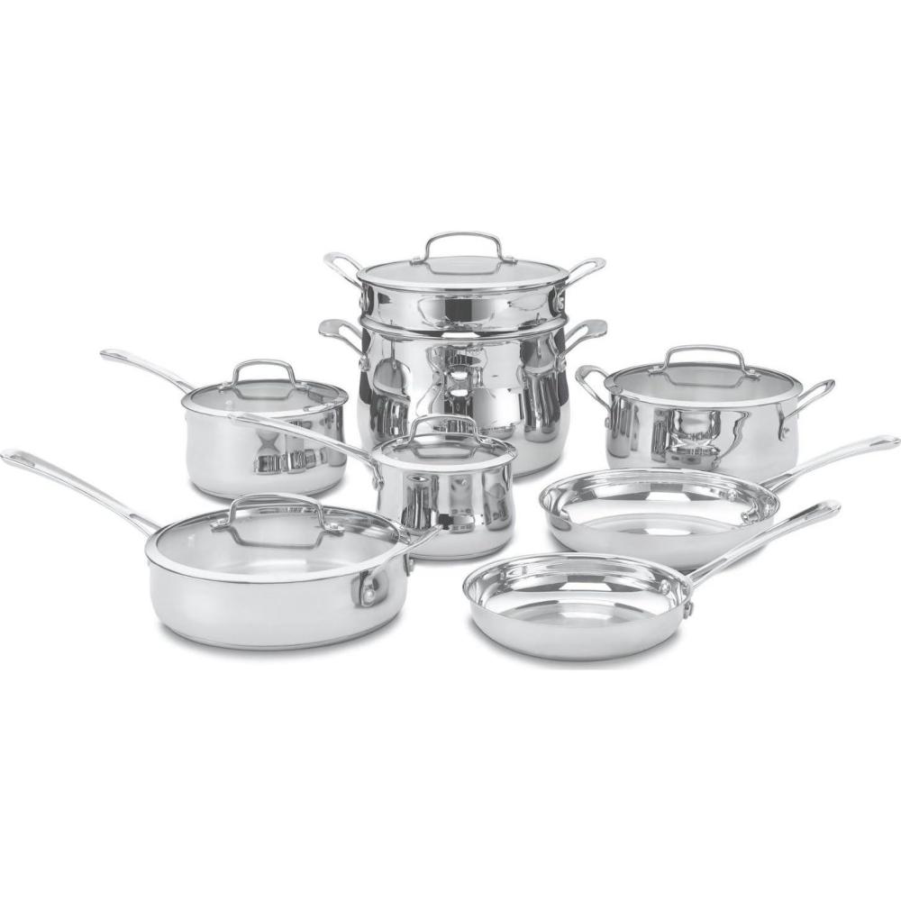 Cuisinart Contour Stainless 13-Piece Cookware Set,Silver(3 Quarts)