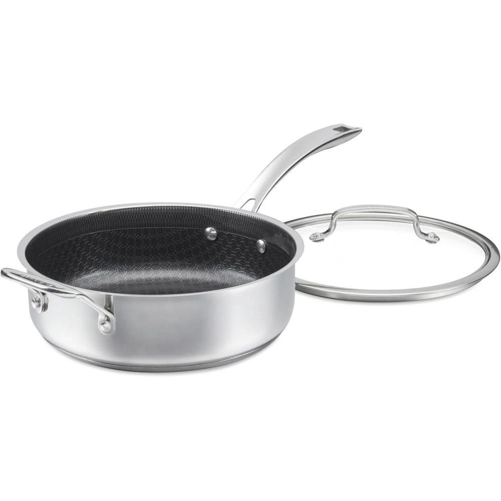 Cuisinart FusionPlus Nonstick Stainless Steel Cookware, 5-Quart Sauté Pan with Cover and Helper, PFAS-Free PURELYSEAR Ceramic Non Stick Technology, Scratch Proof, Cool Grip Handles, Dishwasher Safe(3.5-quart Saute Pan)