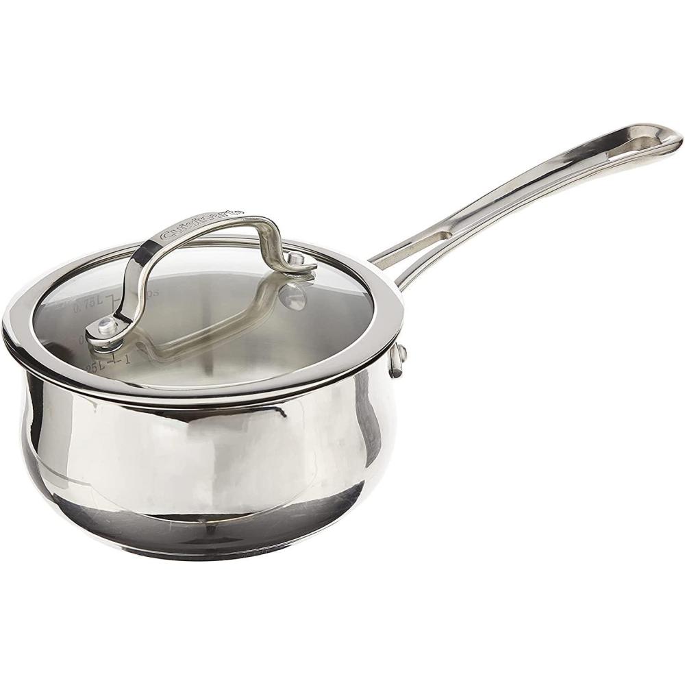 Cuisinart 419-18P 2-Quart Pour Saucepan with Cover Contour Cookware, Stainless Steel(Silver)