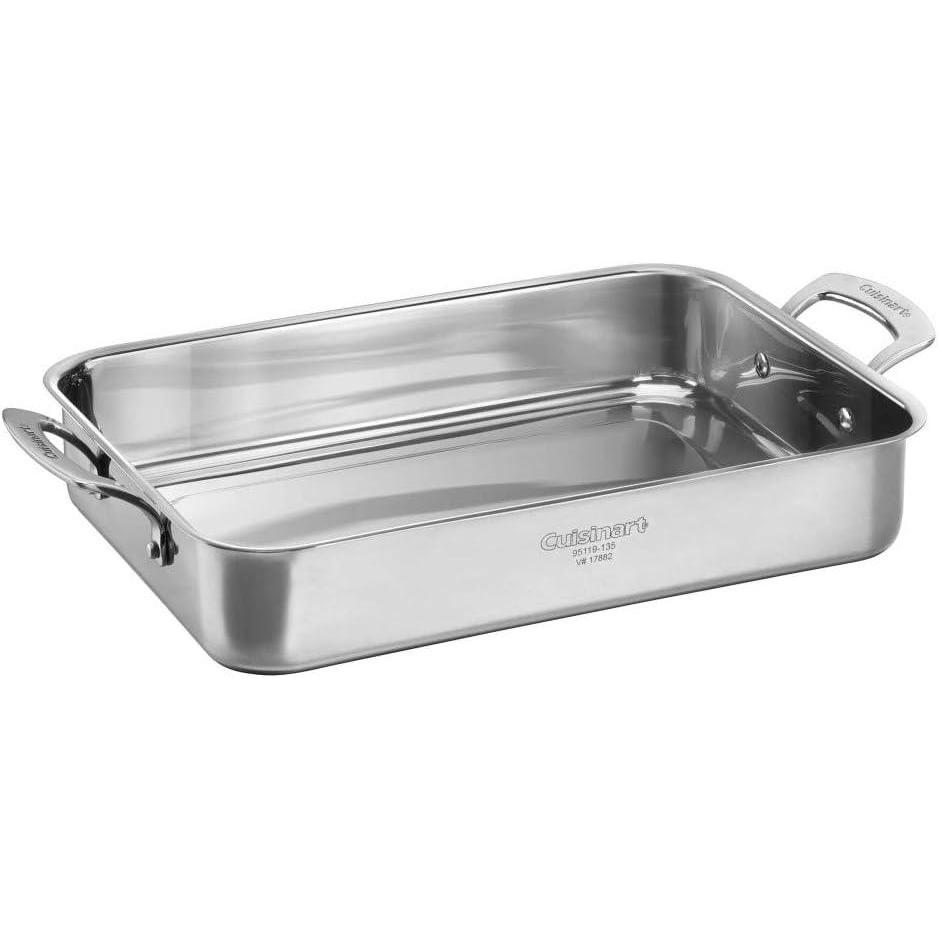CUISINART 95119-135 Forever Stainless Collection Multi-Use Roasting Pan, 13.5 Inch, Stainless Steel