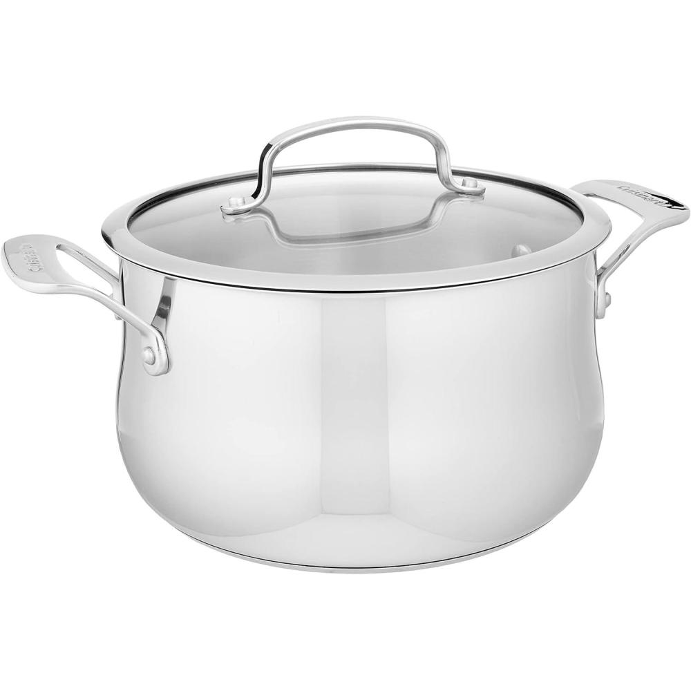 Cuisinart Contour Stainless 5-Quart Dutch Oven with Glass Cover, Silver(Silver)
