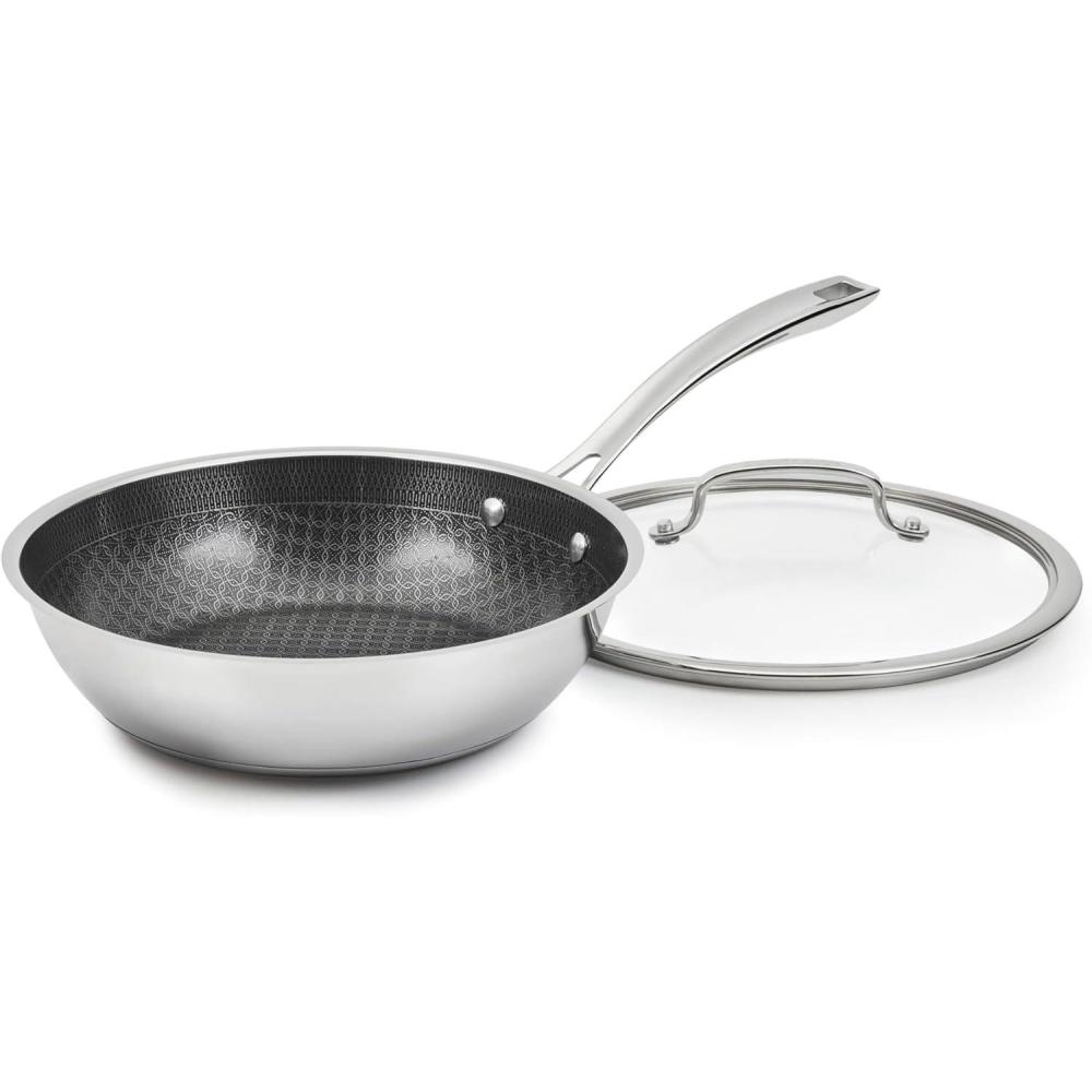 Cuisinart FusionPlus Nonstick Stainless Steel Cookware, 5-Quart Sauté Pan with Cover and Helper, PFAS-Free PURELYSEAR Ceramic Non Stick Technology, Scratch Proof, Cool Grip Handles, Dishwasher Safe(10.25-inch Deep Fry)