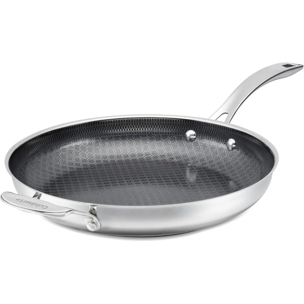 Cuisinart FusionPlus Nonstick Stainless Steel Cookware Set, 2-Piece Skillet Cooking Set with PFAS-Free PURELYSEAR Ceramic Non Stick Technology, Scratch Proof, Cool Grip Handles, Dishwasher Safe(12-inch Skillet)