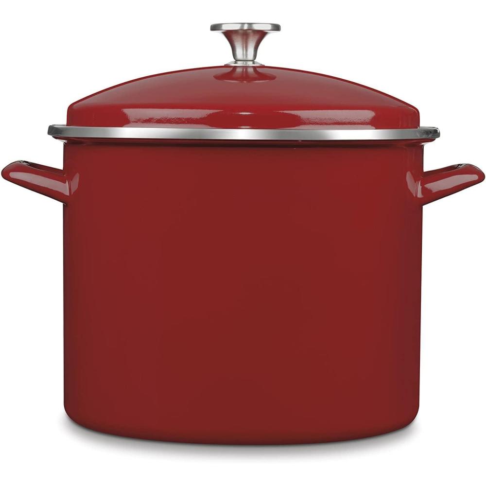 Cuisinart Enamel Stockpot with Cover, 16-Quart, Red(Red)