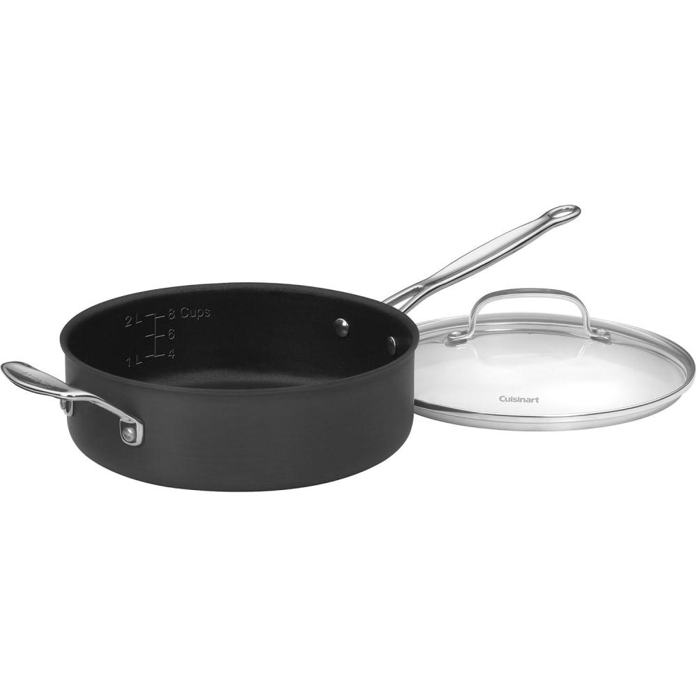Cuisinart 633-24H Chef’s Classic Nonstick Hard-Anodized 3-1/2-Quart Saute Pan with Helper Handle and Lid , Black