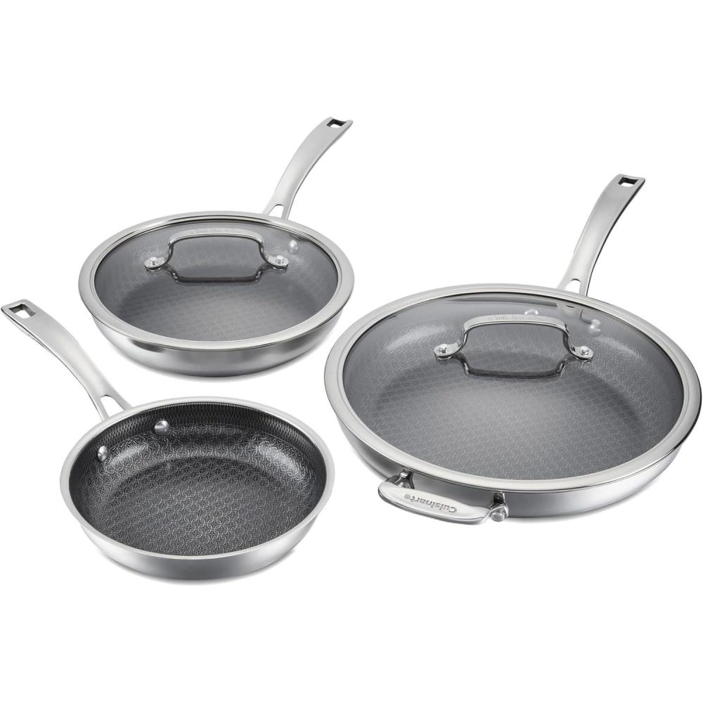 Cuisinart FusionPlus Nonstick Stainless Steel Cookware, 5-Quart Sauté Pan with Cover and Helper, PFAS-Free PURELYSEAR Ceramic Non Stick Technology, Scratch Proof, Cool Grip Handles, Dishwasher Safe(5-Piece Set)