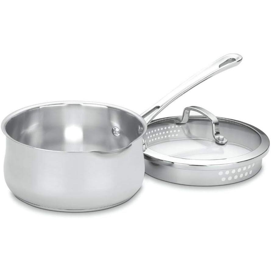Cuisinart 419-18P 2-Quart Pour Saucepan with Cover Contour Cookware, Stainless Steel(Stainless Steel)