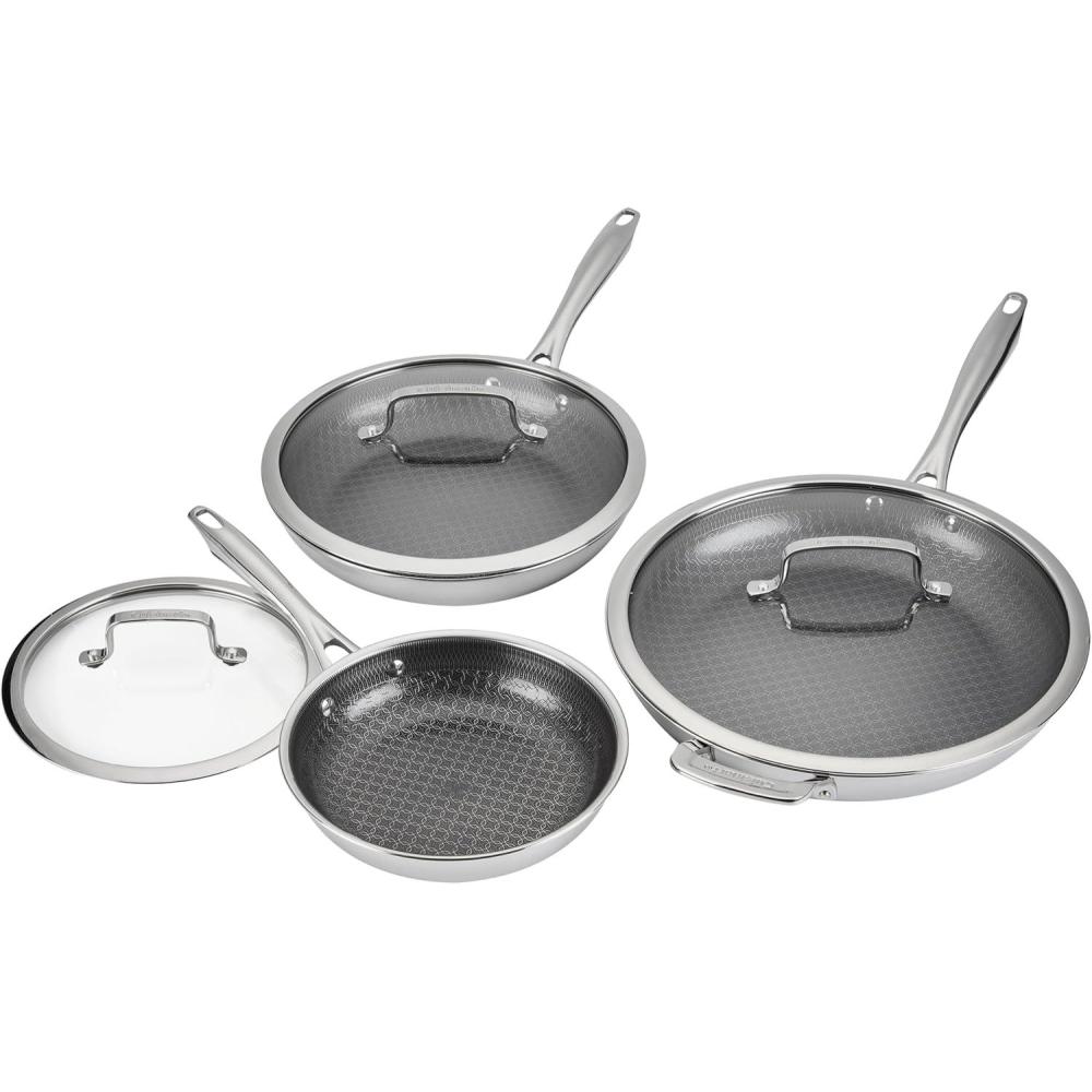Cuisinart FusionElite+ Nonstick Tri-Ply Stainless Steel Skillet, 8″ Skillet Frying Pan with PURELYSEAR Ceramic Nonstick Technology, Scratch Proof, Cool Grip Handles, Dishwasher Safe(6 pc Skillet Set)