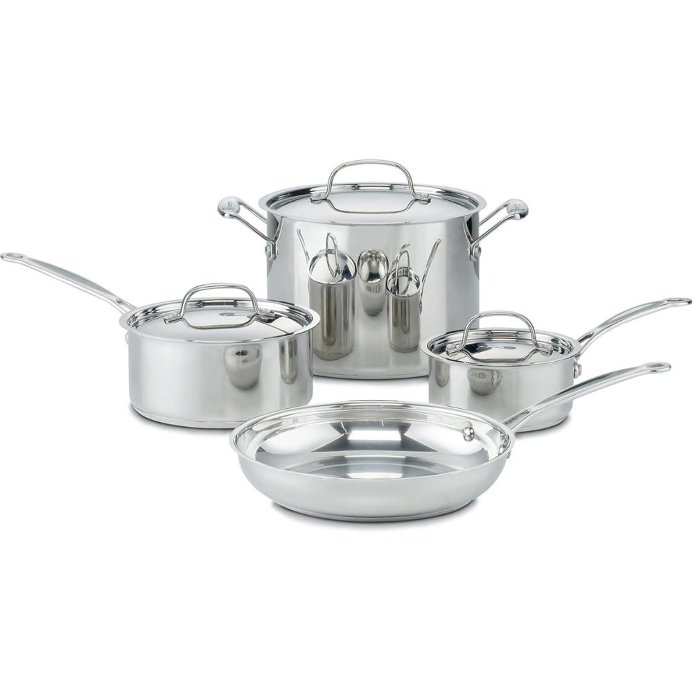 Cuisinart 7-Piece Cookware Set, Chef’s Classic Stainless Steel Collection, 77-7P1