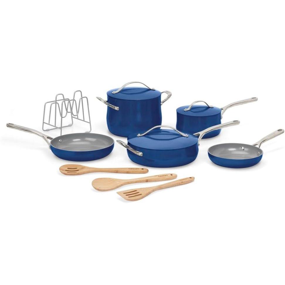 Cuisinart Culinary Collection 12-Piece Pots and Pans Set, PURELYCERAMIC Nonstick, Teal(Sapphire)