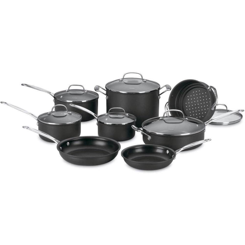Cuisinart Chef’s Classic™ Nonstick Hard Anodized 17 Piece Set w/Tempered Glass Lids(14 PC)