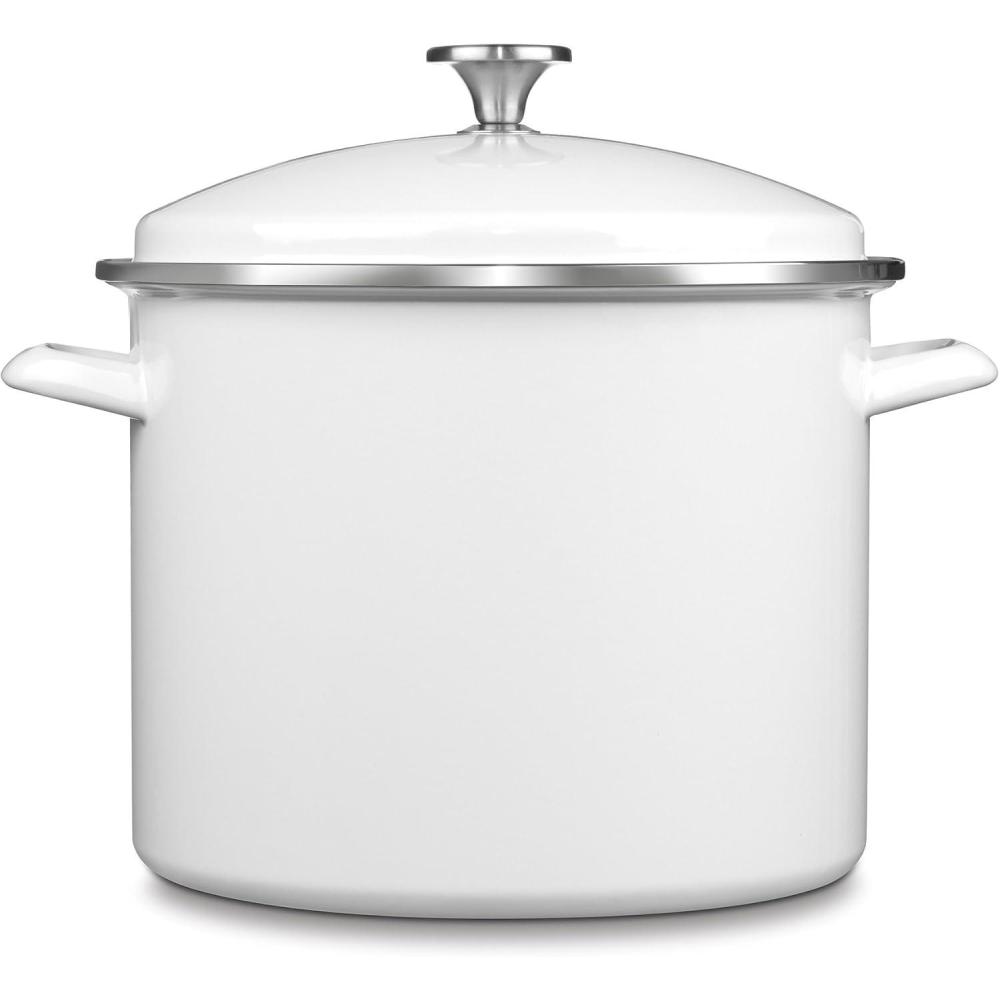 Cuisinart Enamel Stockpot with Cover, 16-Quart, Red(White)