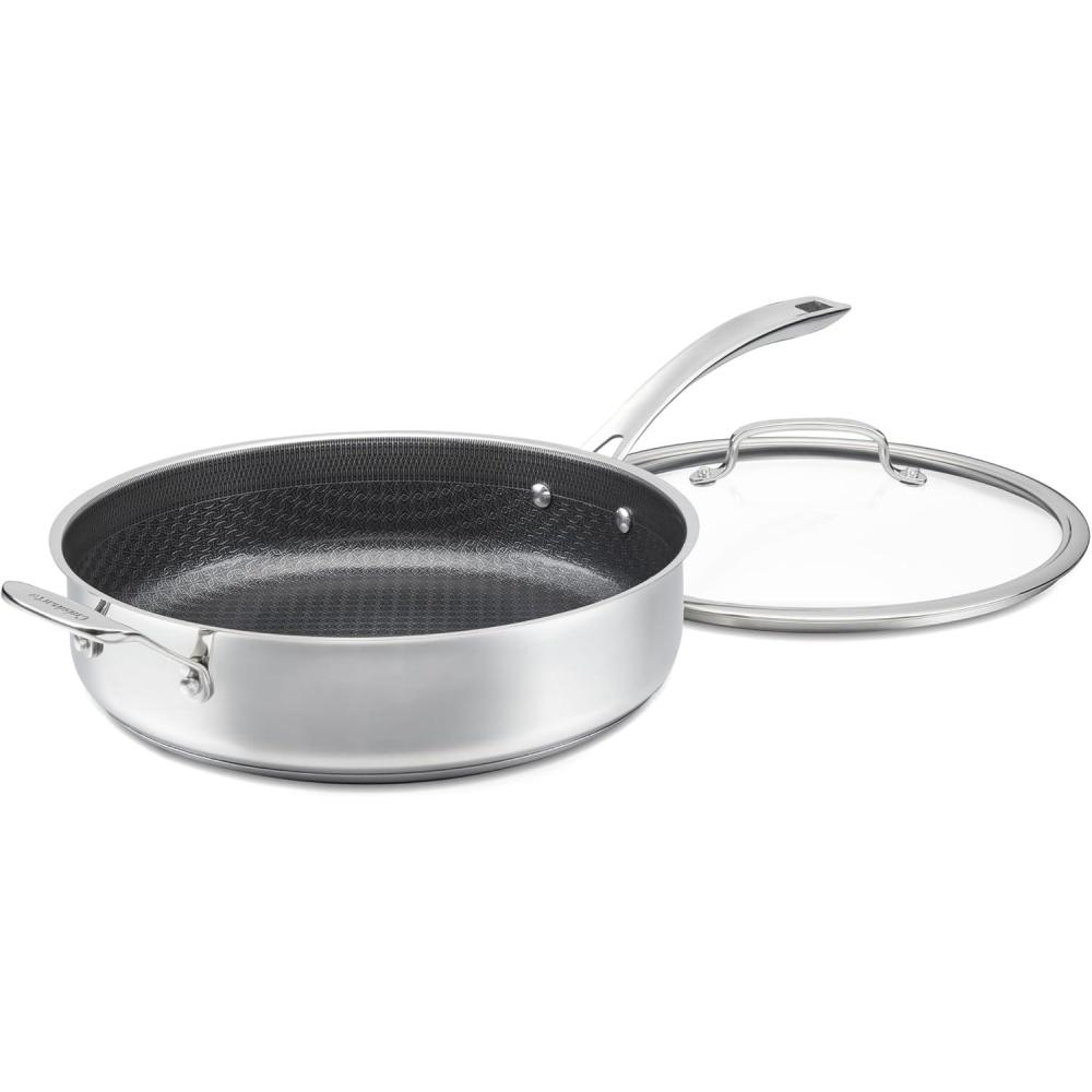 Cuisinart FusionPlus Nonstick Stainless Steel Cookware, 5-Quart Sauté Pan with Cover and Helper, PFAS-Free PURELYSEAR Ceramic Non Stick Technology, Scratch Proof, Cool Grip Handles, Dishwasher Safe(5-quart Saute Pan)