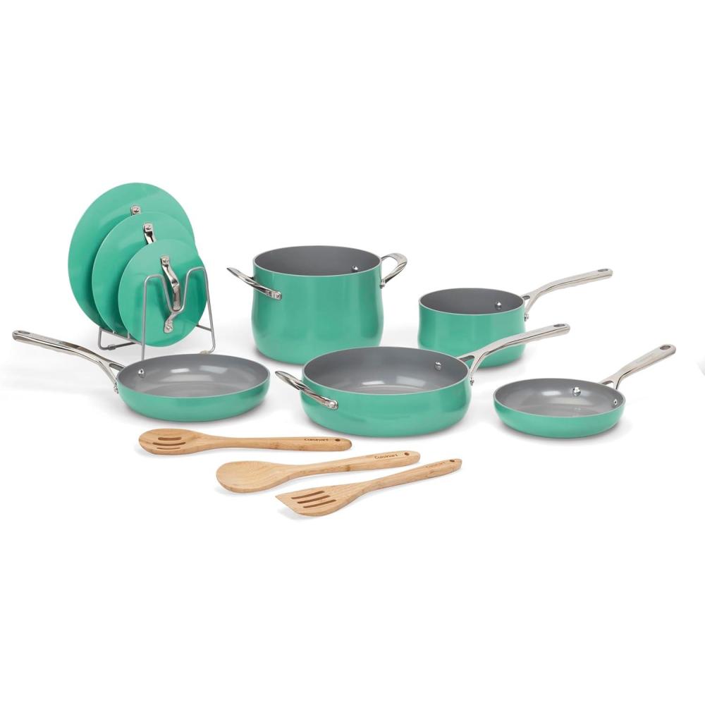 Cuisinart Culinary Collection 12-Piece Pots and Pans Set, PURELYCERAMIC Nonstick, Teal(Teal)