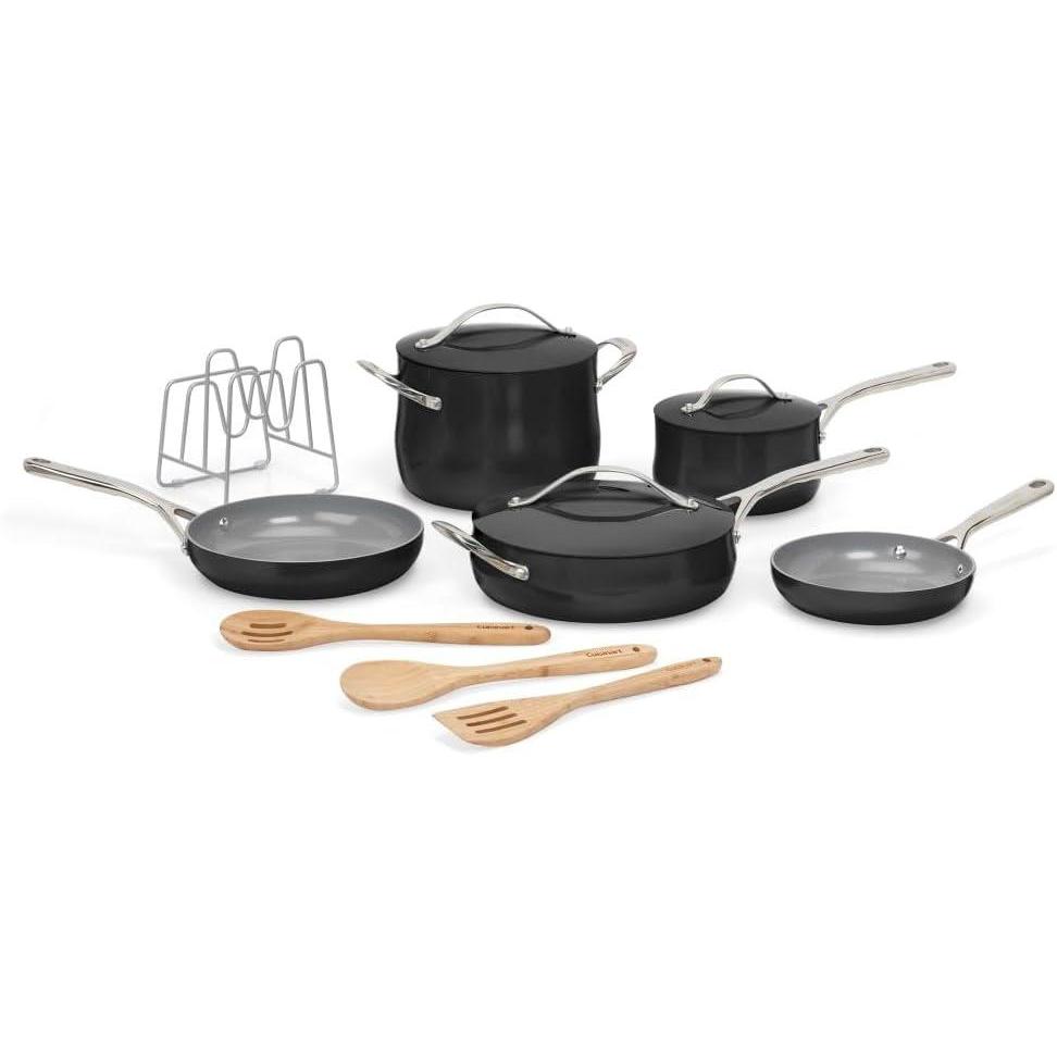 Cuisinart Culinary Collection 12-Piece Pots and Pans Set, PURELYCERAMIC Nonstick, Teal(Black)