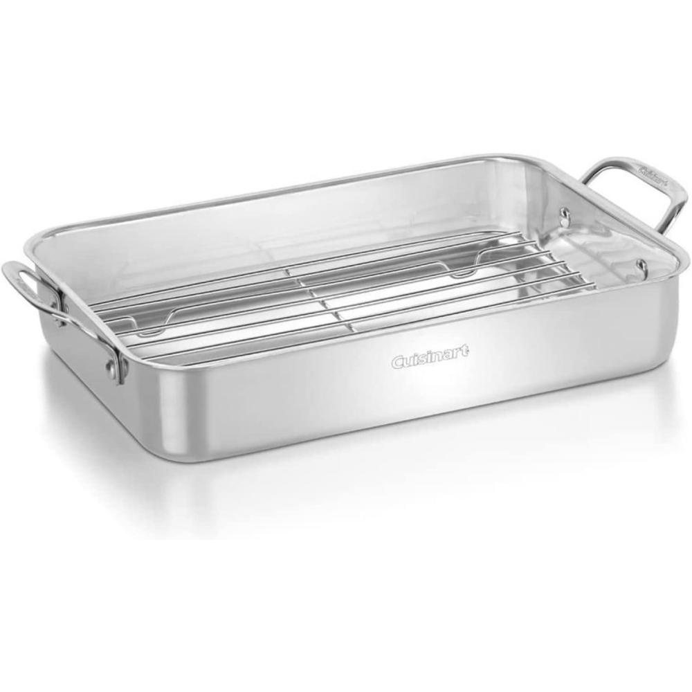 Cuisinart 7117-14RR 14-Inch Chef’s-Classic Cookware-Collection, Lasagna Pan w/Stainless Roasting Rack, Stainless Steel