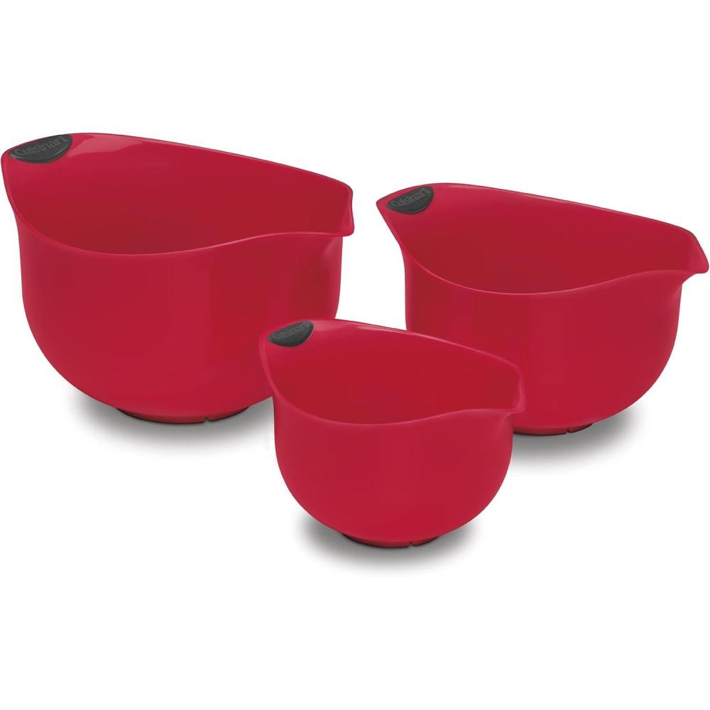 Cuisinart Set of 3 BPA-free Mixing Bowls, White(Red)