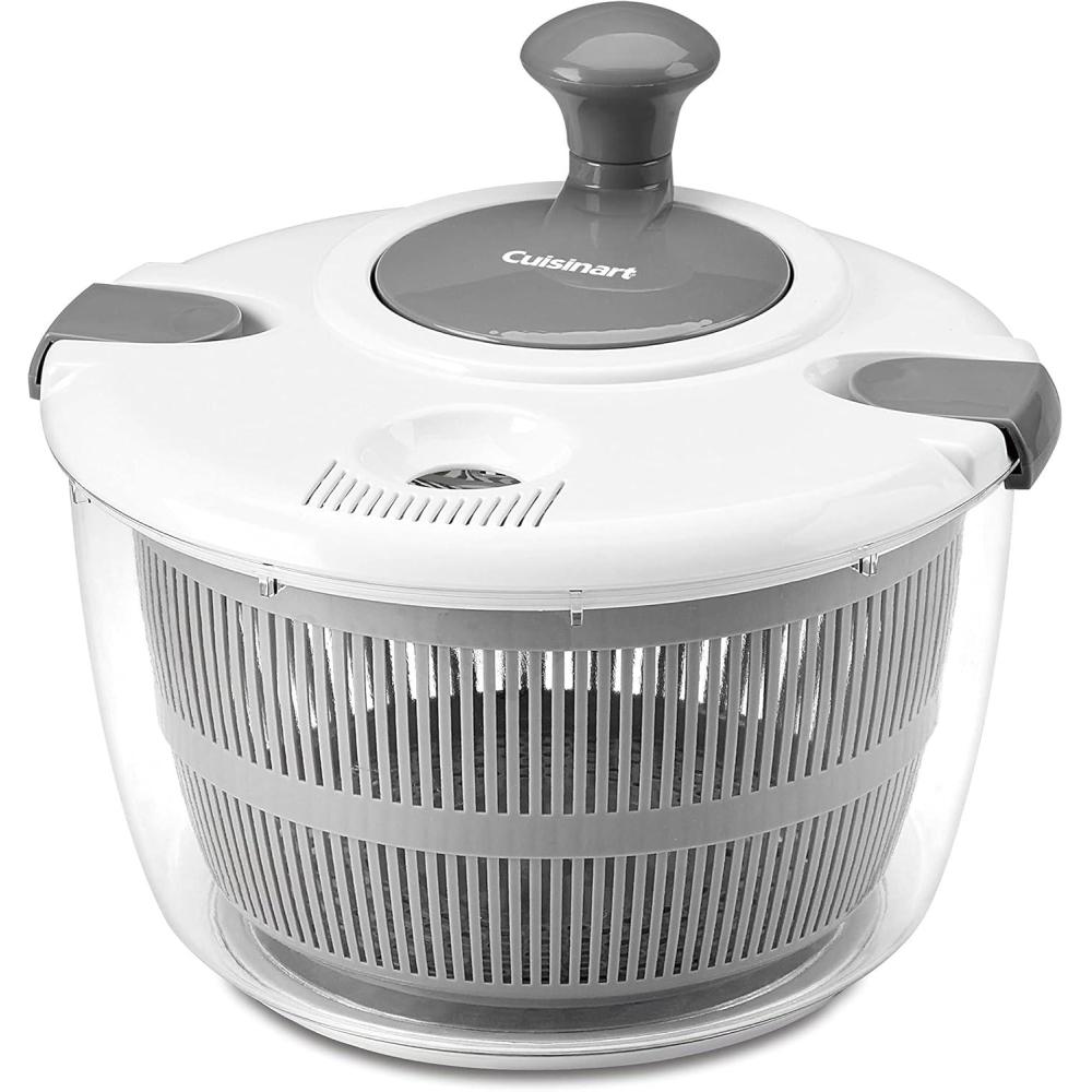Cuisinart Large Salad Spinner, 5-Qt , Vegetable & Fruit Salad Washing Bowl with Strainer, Quick Prep Spinner for Salad Greens, Lettuce, Fruits & Vegetables, CTG-00-SAS(Gray)