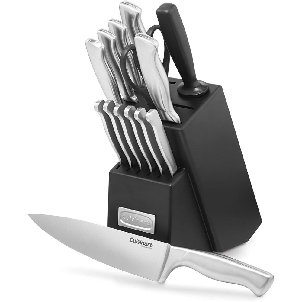 Cuisinart Stainless Steel Hollow Handle 15-Piece Cutlery Block Set, Kitchen Knife Set with Steel Blades for Precise Cutting, Durable Knives with Ergonomic Handles, C77SS-15PK(15-Piece)