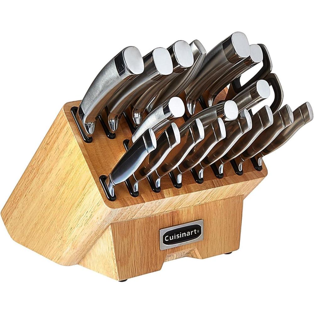 Cuisinart Stainless Steel Hollow Handle 15-Piece Cutlery Block Set, Kitchen Knife Set with Steel Blades for Precise Cutting, Durable Knives with Ergonomic Handles, C77SS-15PK(19-Piece)