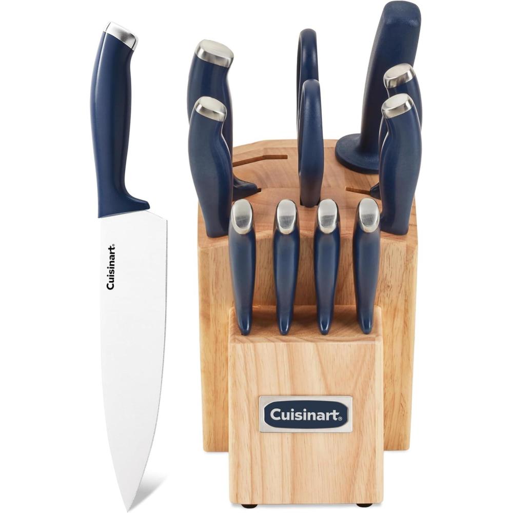 Cuisinart C77SSR-12P Color Pro Collection 12 Piece Knife Block Set, Red(Navy)
