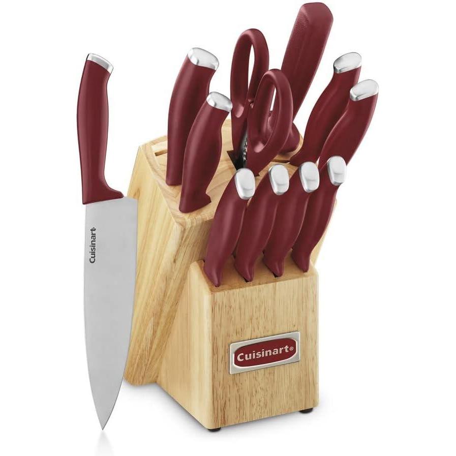 Cuisinart C77SSR-12P Color Pro Collection 12 Piece Knife Block Set, Red(Red/Stainless Steel)