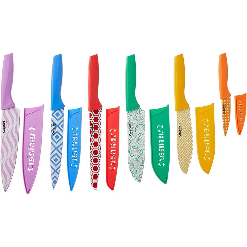 Cuisinart C55-12PR2 Advantage Color Collection 12-Piece Printed Color Cutlery Set, Multicolor(8″)