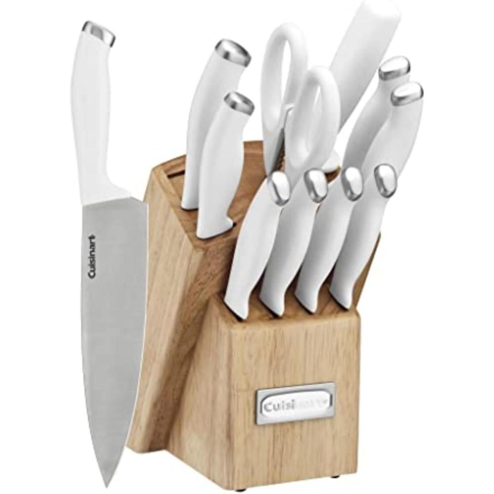 Cuisinart C77SSR-12P Color Pro Collection 12 Piece Knife Block Set, Red(White/Stainless Steel)