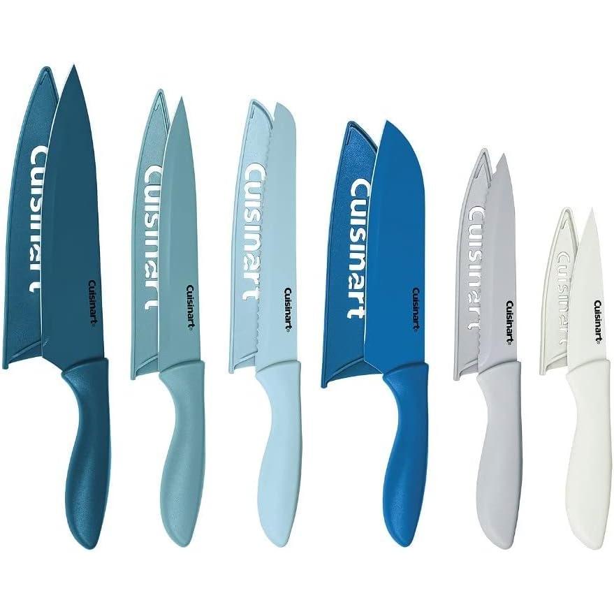 Cuisinart 12-Piece Kitchen Knife Set, Advantage Color Collection with Blade Guards, Multicolored, C55-12PCER1(Nautical)