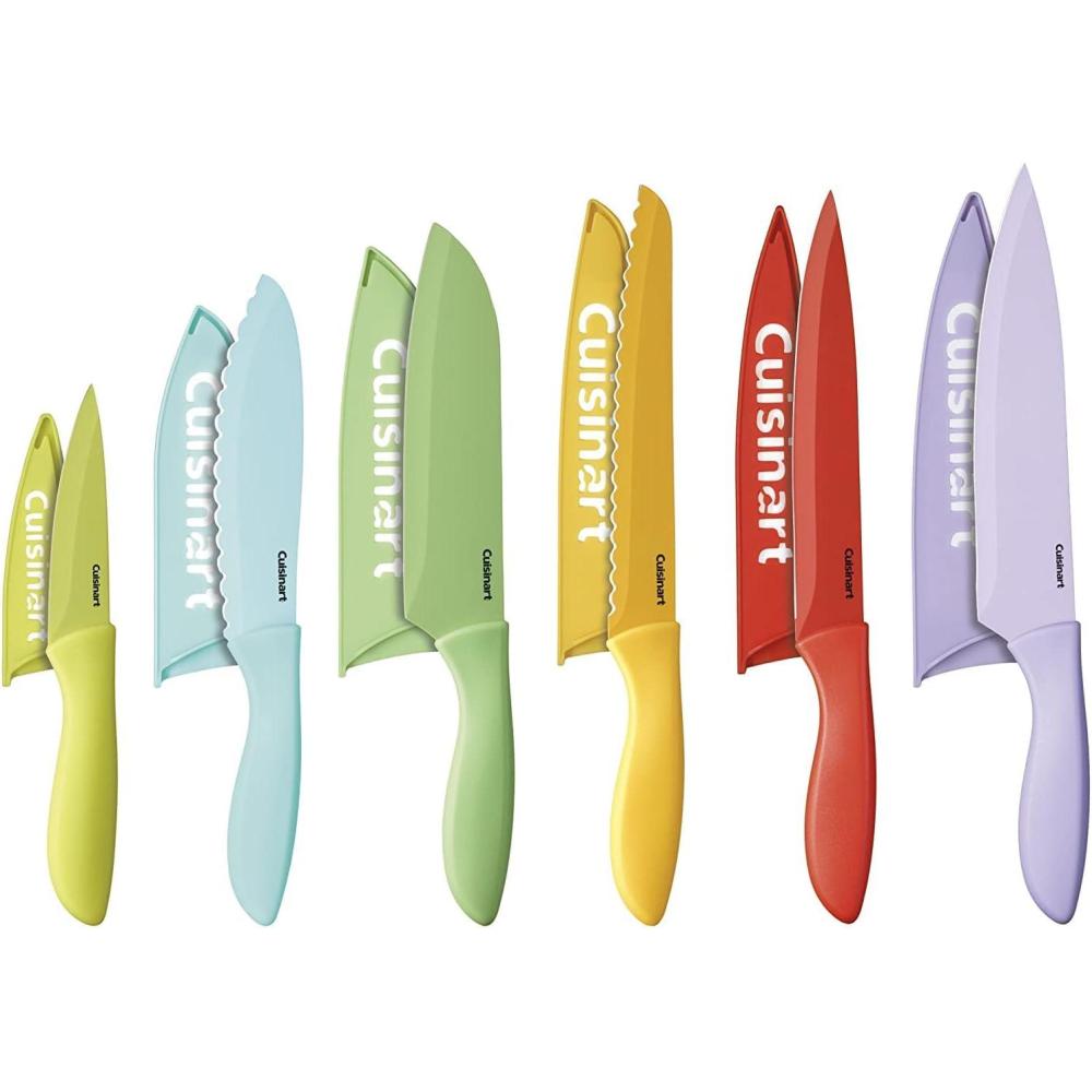 Cuisinart 12-Piece Kitchen Knife Set, Advantage Color Collection with Blade Guards, Multicolored, C55-12PCER1(Multicolor)