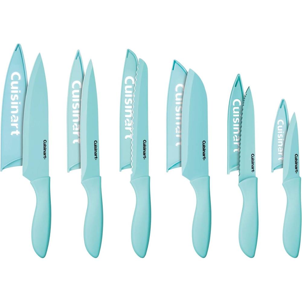 Cuisinart 12-Piece Kitchen Knife Set, Advantage Color Collection with Blade Guards, Multicolored, C55-12PCER1(Aqua)
