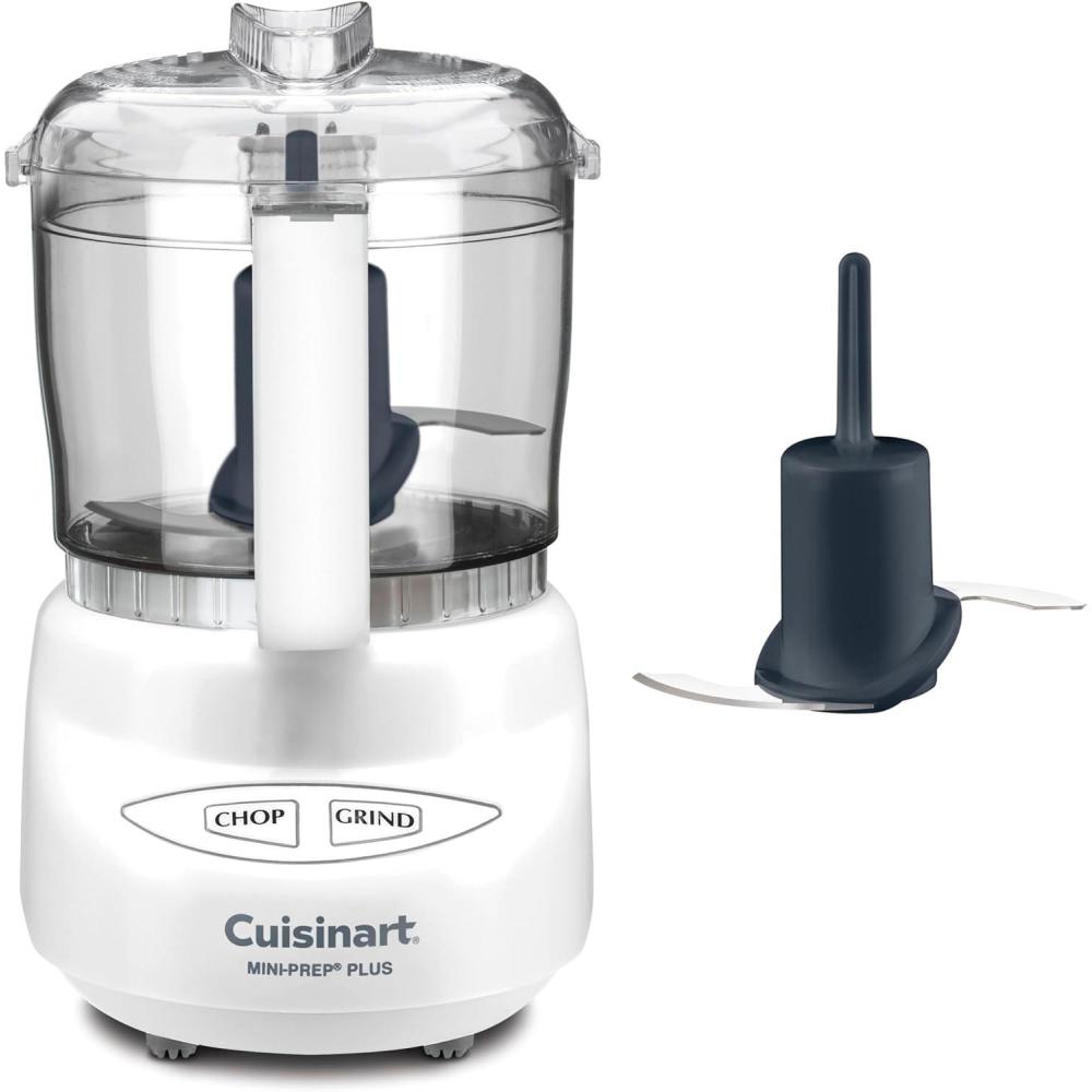 Cuisinart Mini-Prep Plus Food Processor, 24-Ounce Mini Food Processor to Chop Herbs, Vegetables, and Hard Cheese, 24-Ounce Work Bowl, Reversible Stainless Steel Blade, DLC-2ABC, Brushed Chrome(White)