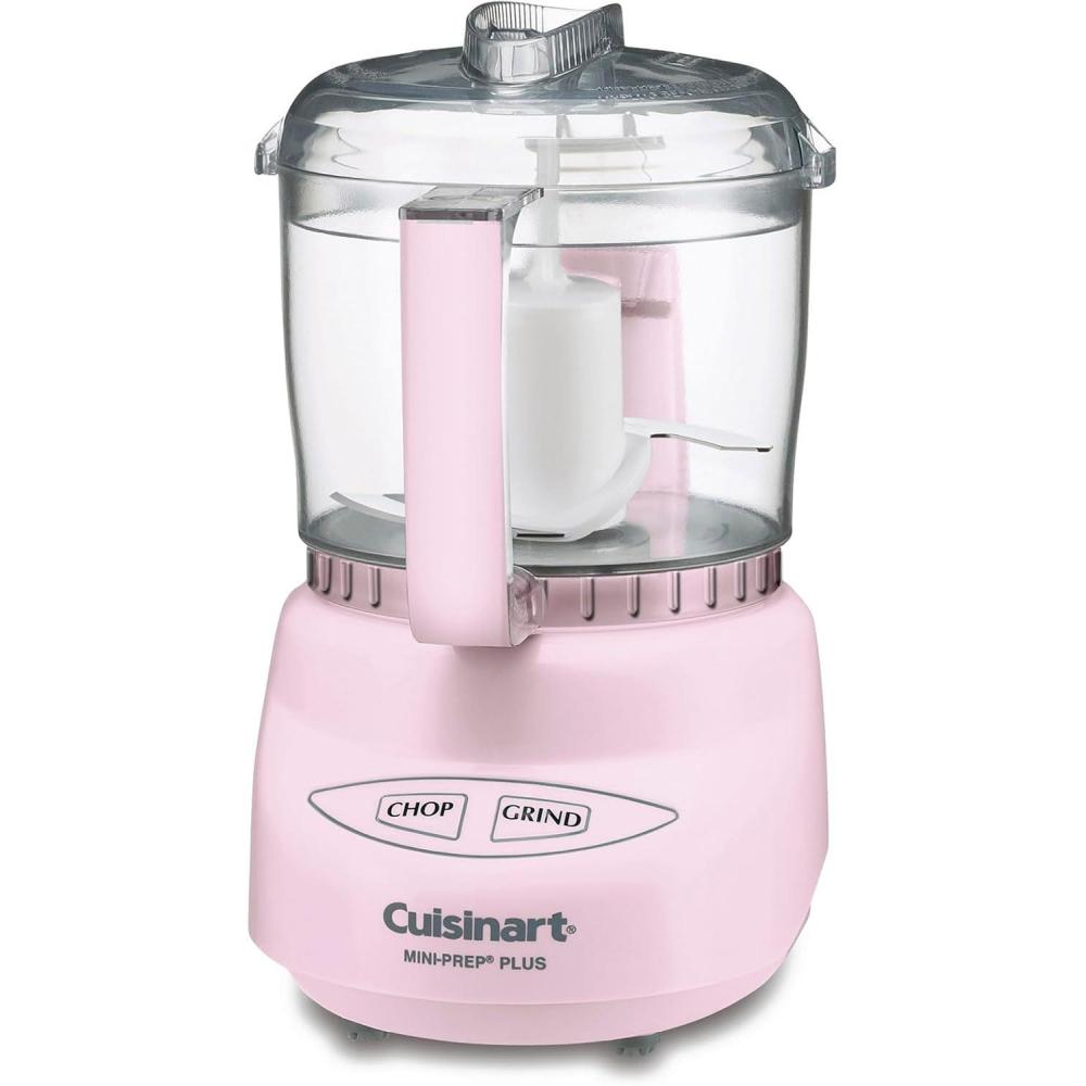 Cuisinart Mini-Prep Plus Food Processor, 24-Ounce Mini Food Processor to Chop Herbs, Vegetables, and Hard Cheese, 24-Ounce Work Bowl, Reversible Stainless Steel Blade, DLC-2ABC, Brushed Chrome(Pink)