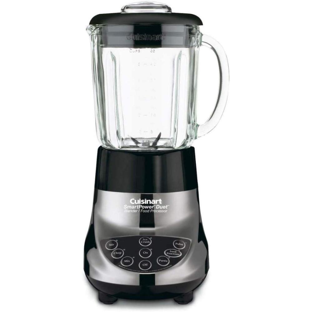 Cuisinart BFP-703BCP1 Smart Power Duet Blender & Food Processor, 500-Watt Motor, 48-Oz Glass Jar, 3-Cup Processor, 7-Speed Ice Crush, Stainless Steel Blades, Brushed Chrome, BPA-Free, 120V(Processor)