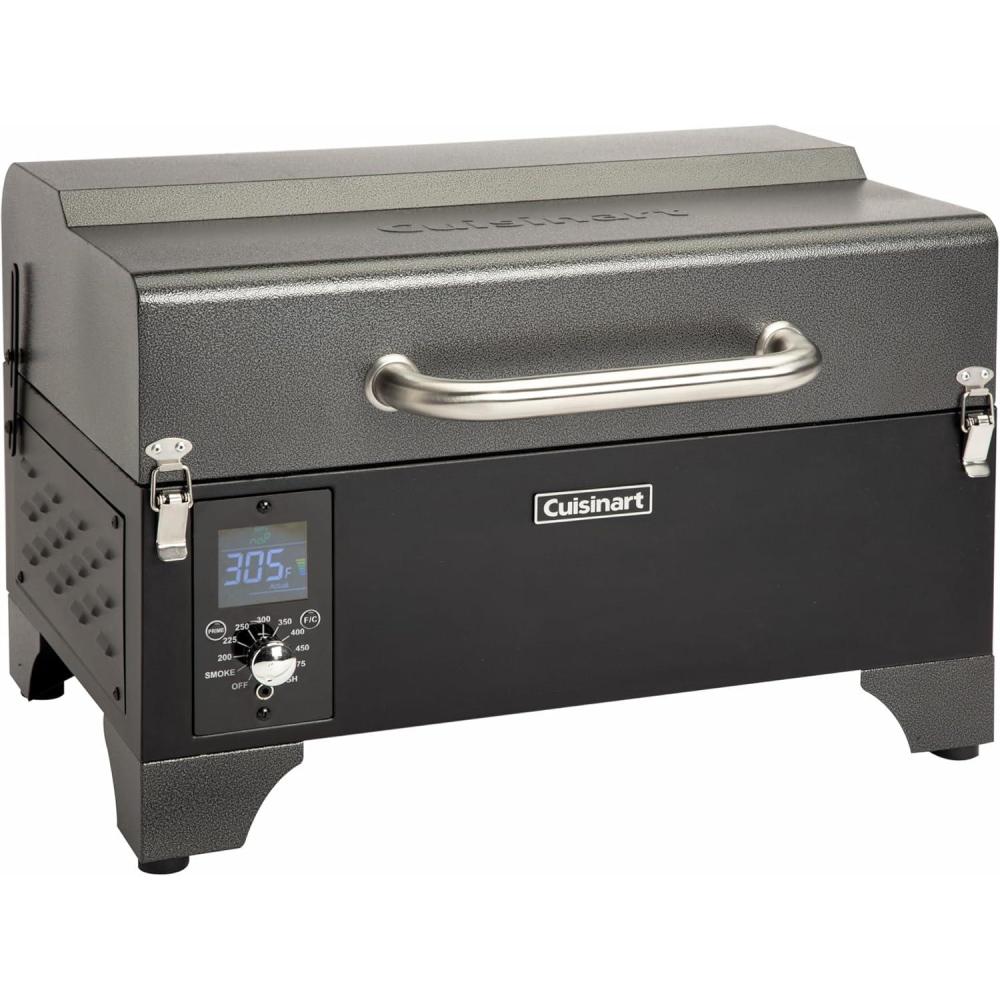 Cuisinart 8-in-1 Portable Wood Pellet Grill and Smoker, Compact for RV, Tailgates, Camping, and Backyard Cooking, Smoky Flavor, Versatile Meat Smoker