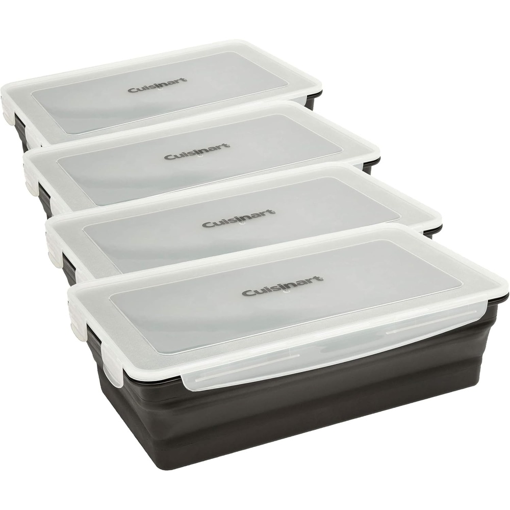 Cuisinart XL Collapsible Marinating Container, Large Capacity Grill Accessories Perfect for BBQs and Tailgates, Marinade and Brining Prep, Collapsible Silicone for Easy Storage((Pack of 4))