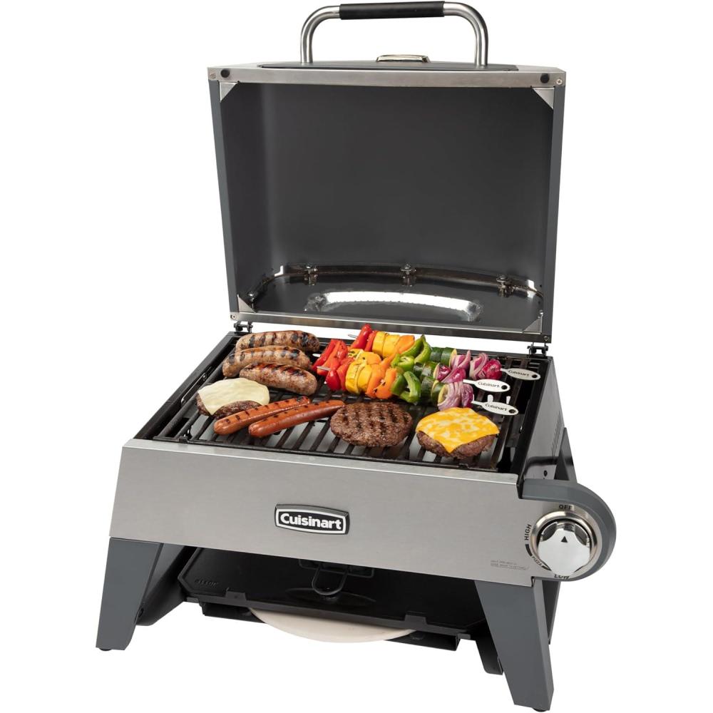 Cuisinart Propel+ 4-Burner 3-in-1 Gas Grill, Stainless Steel Versatile Grill, Griddle & Pizza Oven with Pizza Stone, Convertible to Natural Gas, Side Burner & Integrated Storage, Perfect for BBQs(Stainless Steel)