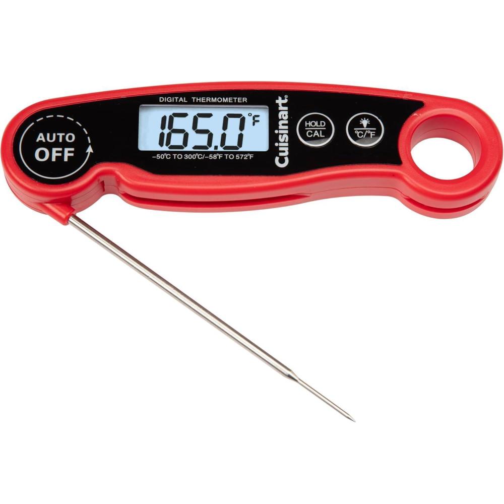 Cuisinart LCD Digital Instant Read Thermometer, Water Resistant Meat Thermometer for Home & Grill, Digital Grill Thermometer with Calibration & Backlight, Home Gadget, BBQ, Smoker, Oil Fry & Candy