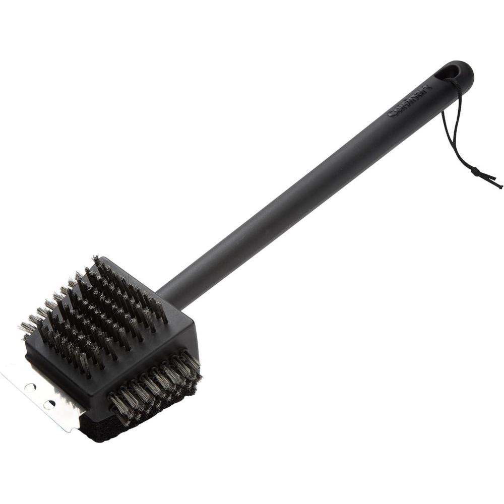 Cuisinart CCB-4125 4-in-1 Grill Cleaning Brush with Stainless Steel Wire Bristles – Scour Pad – Grill Scraper – 13″ Handle Length