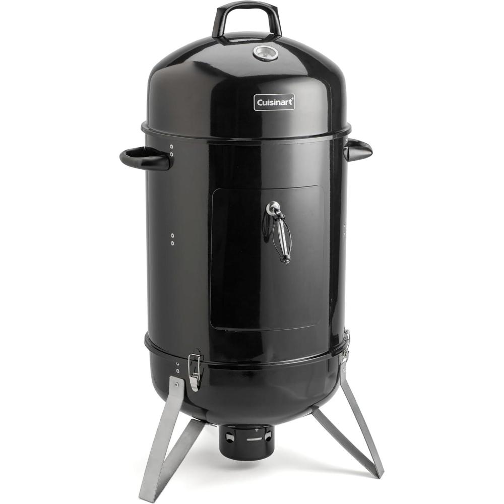 Cuisinart 16 Vertical Charcoal Smoker, Integrated Thermometer, Water Bowl and Dual Vents Perfect for Smoked Brisket, Chrome Plated Grates Smoker Grill for BBQ, Camping, Tailgates(Vertical Charcoal Smoker  18″)