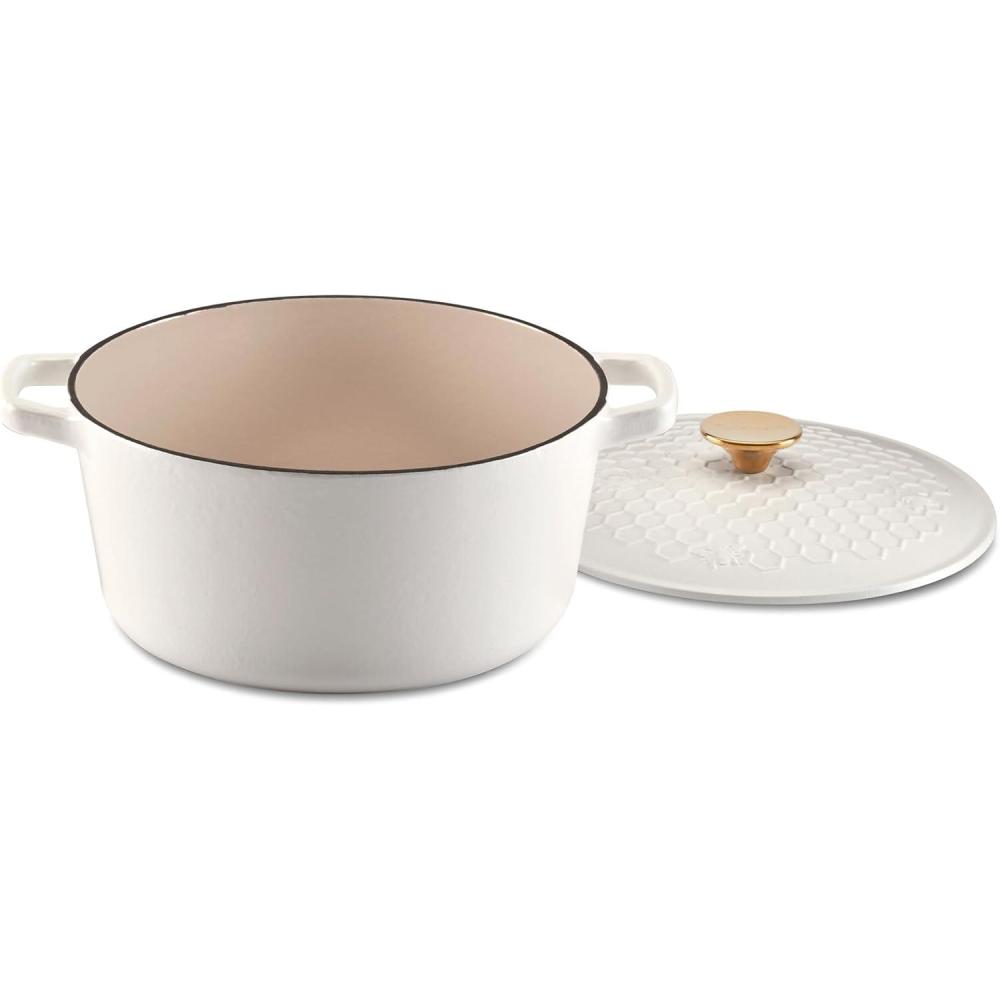 Cuisinart, Earth & Essence 5 Qt. Casserole with Cover – Honeycomb, CI650-25BHMW(White)