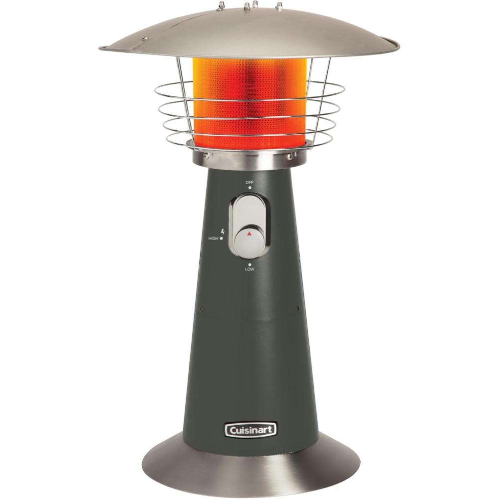 Cuisinart Portable Tabletop Patio Heater, 11,000 BTU Outdoor Propane Heater with Safety Tilt Switch and Adjustable Heat, Burner Screen Guard, 30 sq. Foot Heat Range, Black(Dark Gray)