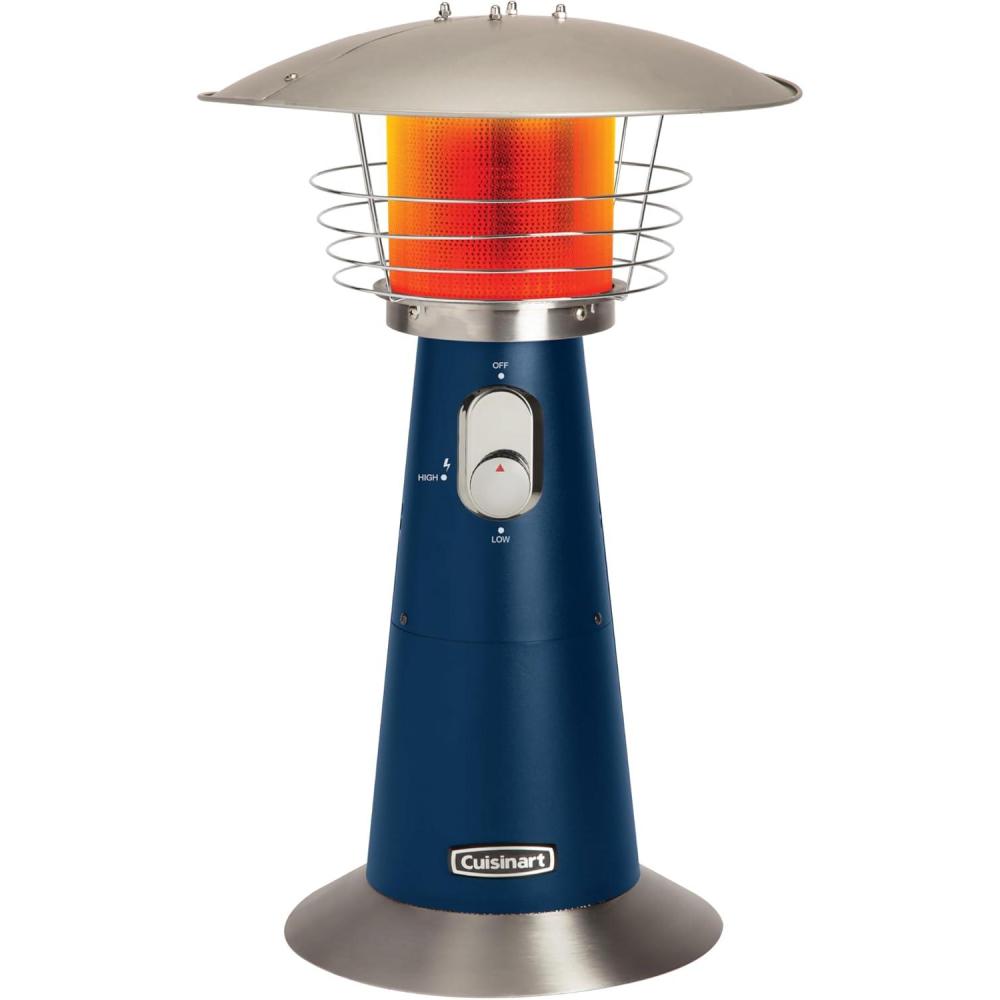 Cuisinart Portable Tabletop Patio Heater, 11,000 BTU Outdoor Propane Heater with Safety Tilt Switch and Adjustable Heat, Burner Screen Guard, 30 sq. Foot Heat Range, Black(Navy)