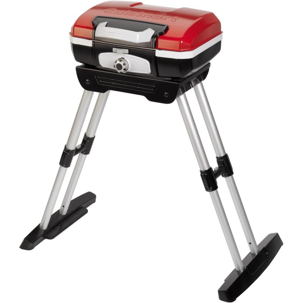Cuisinart Petite Gourmet Portable Gas Grill with VersaStand, Compact Portable Grill Propane, 150 Sq. In. Cooking Surface, 5,500 BTU Burner Small Gas Grills for Camping, BBQ, Adjustable Base, Handles