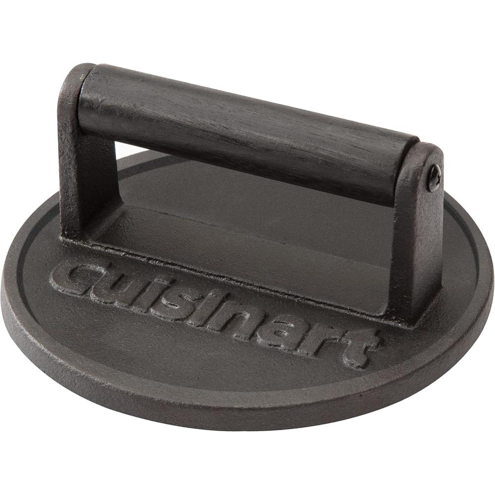 Cuisinart Smash Burger Kit, Cast Iron Press, Spatula, Seasoning Shaker and Patty Papers for Perfect Cookouts, Barbecues and Tailgates(Cast Iron)