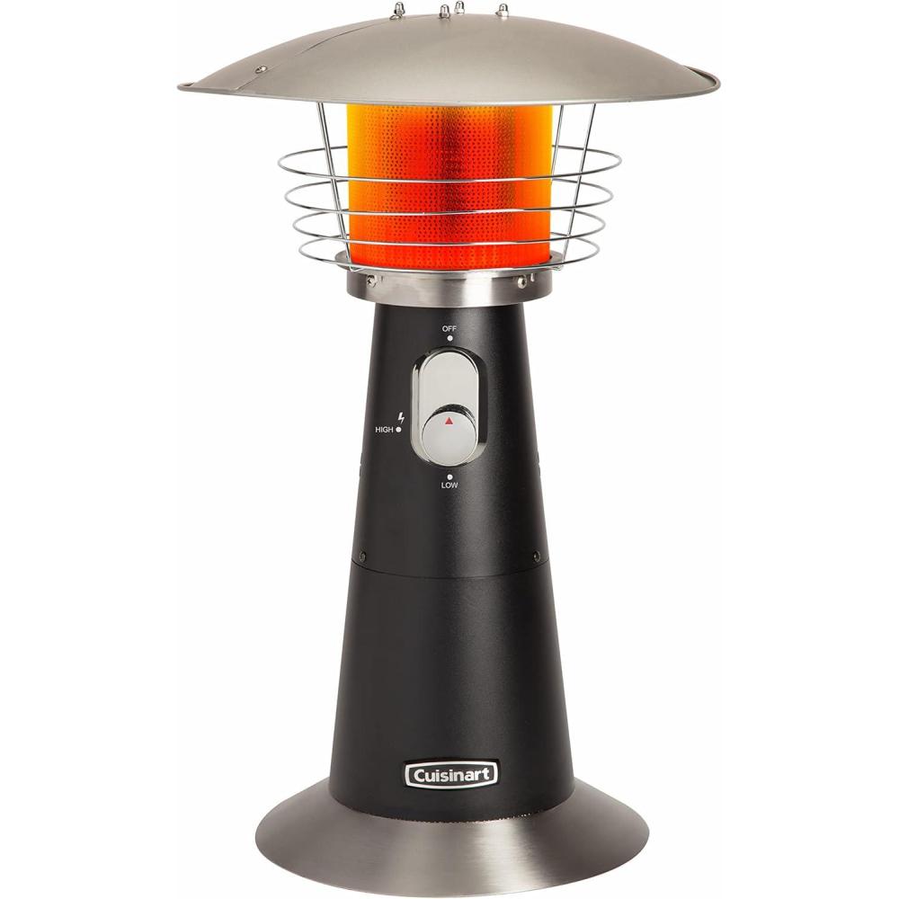 Cuisinart Portable Tabletop Patio Heater, 11,000 BTU Outdoor Propane Heater with Safety Tilt Switch and Adjustable Heat, Burner Screen Guard, 30 sq. Foot Heat Range, Black(Black)