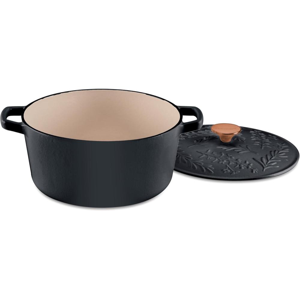 Cuisinart, Earth & Essence 5 Qt. Casserole with Cover – Honeycomb, CI650-25BHMW(Black)