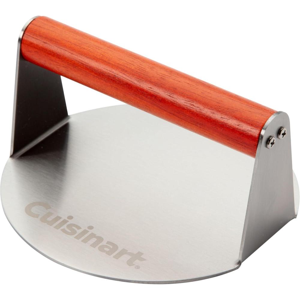 Cuisinart Smash Burger Kit, Cast Iron Press, Spatula, Seasoning Shaker and Patty Papers for Perfect Cookouts, Barbecues and Tailgates(Stainless Steel)