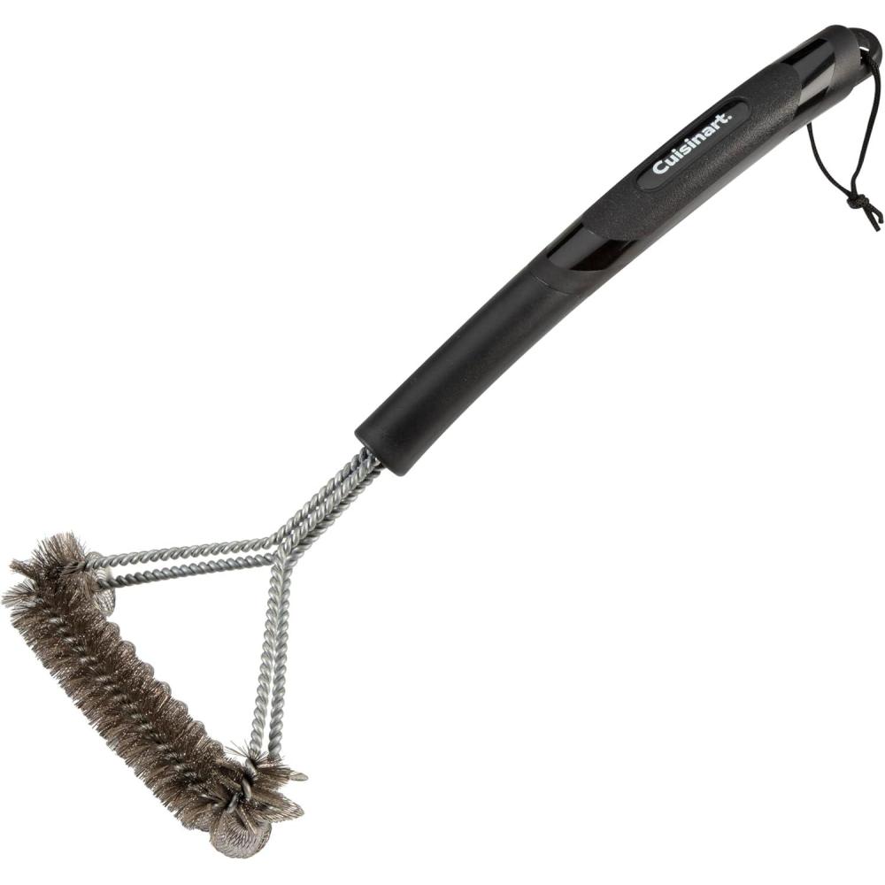 Cuisinart Stainless Steel 16.5″ Long Handle Grill Cleaner Brush and Scraper for BBQ, Griddle, Grills, Cookout Tool, Grill Brush for Outdoor Grills BBQ Accessories(2-in-1 Bristle & Coil Grill Brush)